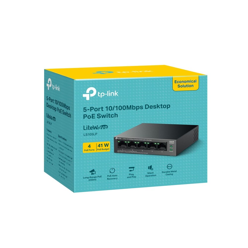 TP-Link LS105LP 5-Port 10/100Mbps Desktop Switch with 4-Port PoE - Image 4