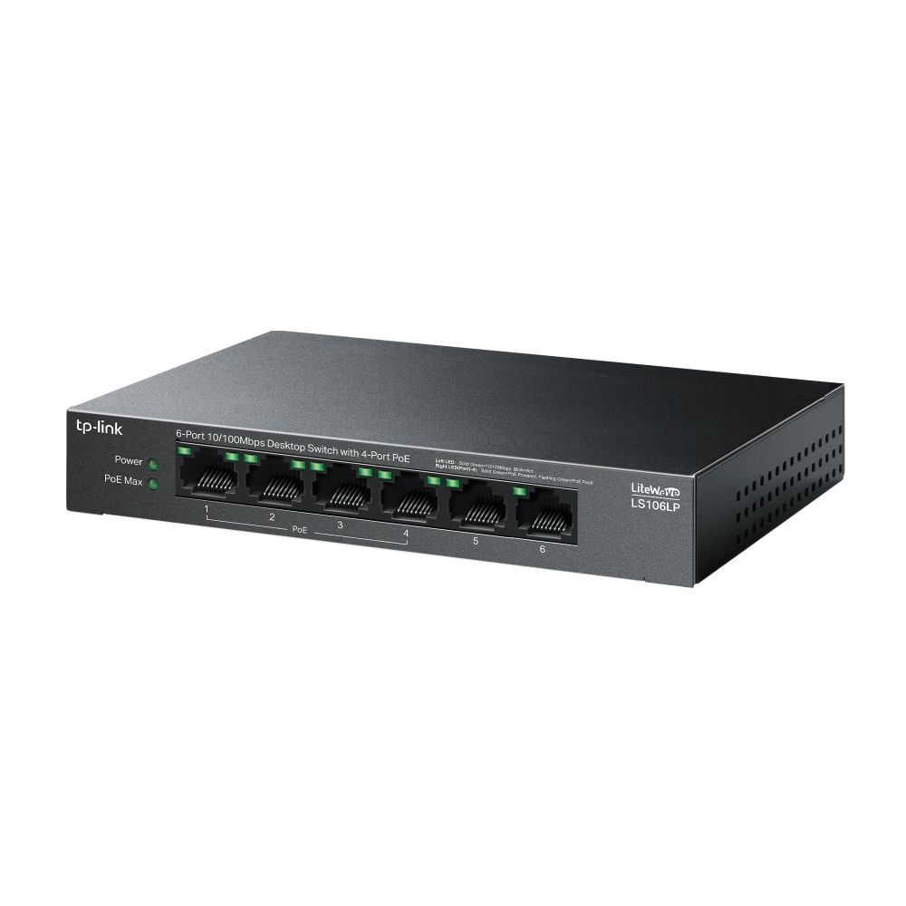 TP-Link LS106LP 6-Port 10/100Mbps Desktop Switch with 4-Port PoE - Image 3