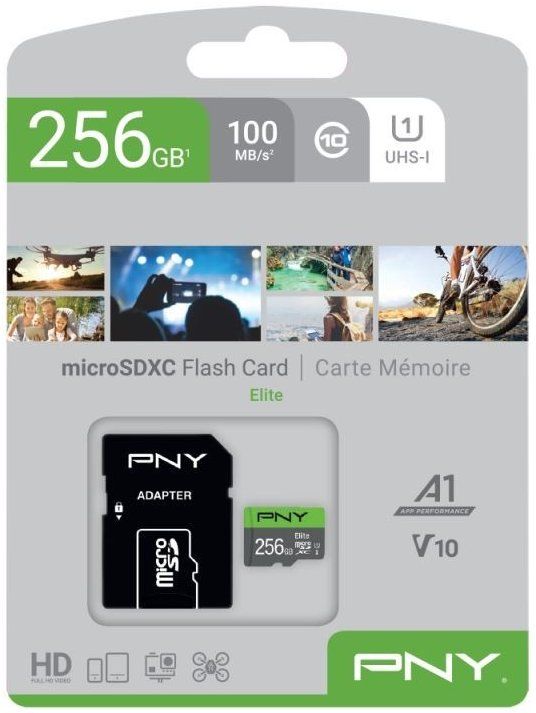 PNY 256GB microSDXC Elite Class 10 UHS-I V10 A1 + adapterrel - Image 2