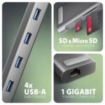 AXAGON HMC-10HLS USB-C 5GBPS LONGER 9IN1 HUB - Image 3
