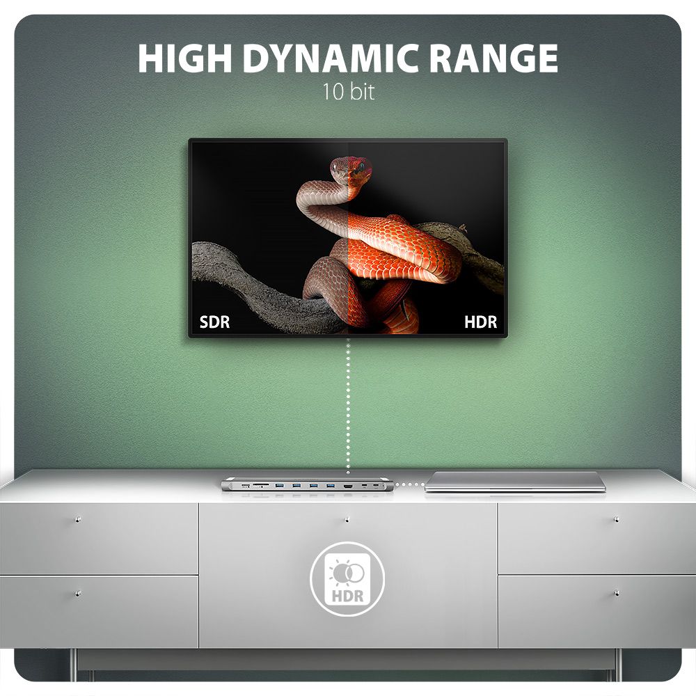 AXAGON HMC-10HLS USB-C 5GBPS LONGER 9IN1 HUB - Image 7