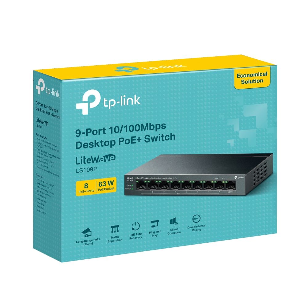 TP-Link LS109P 9-Port 10/100Mbps Desktop Switch with 8-Port PoE+ - Image 4