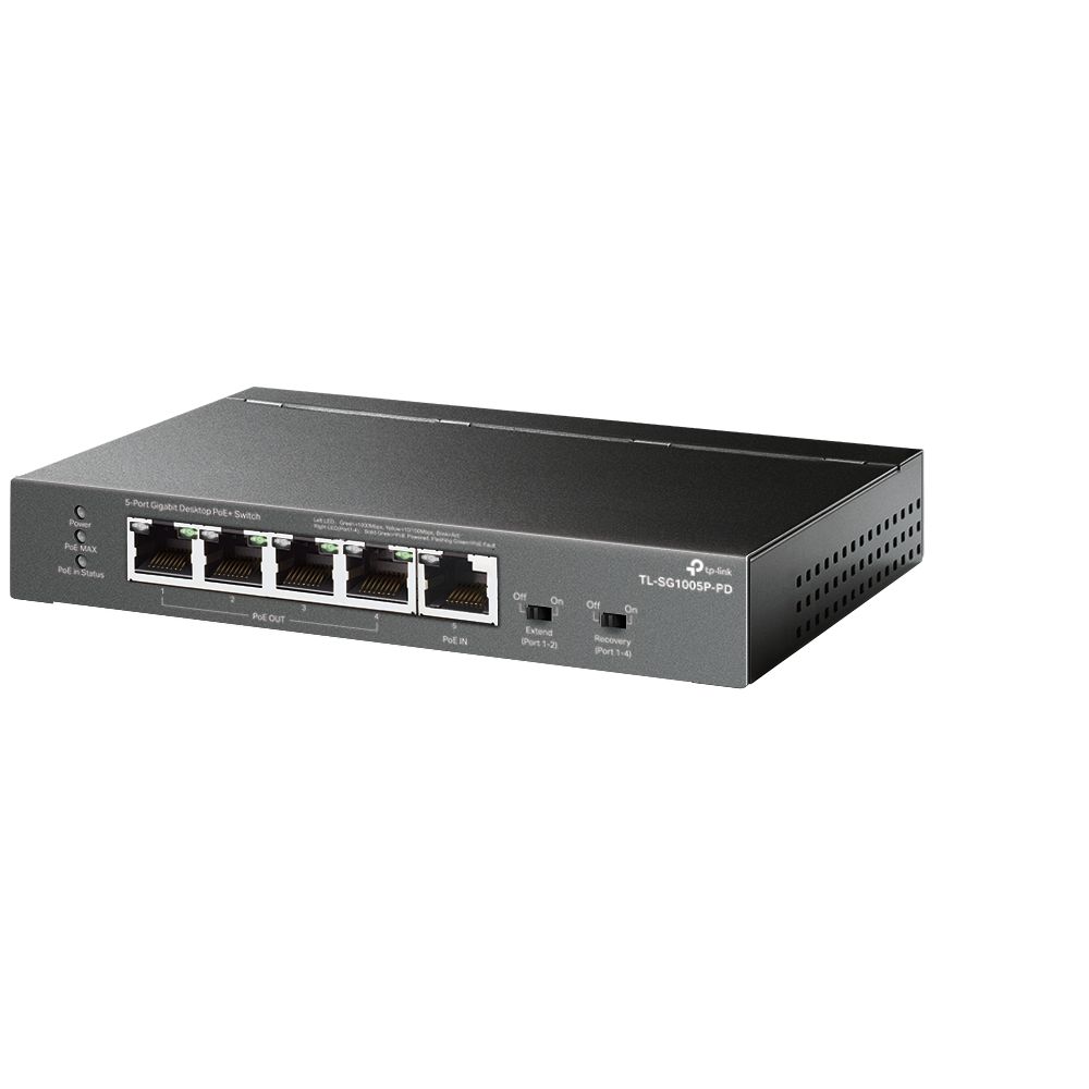 TP-Link TL-SG1005P-PD 5-Port Gigabit Desktop PoE+ Switch with 1-Port PoE++ In and 4-Port PoE+Out - Image 3