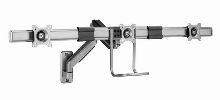 Gembird MA-WA3-01 Wall mounted adjustable monitor arm for 3 monitors 17"-27" Black - Image 2