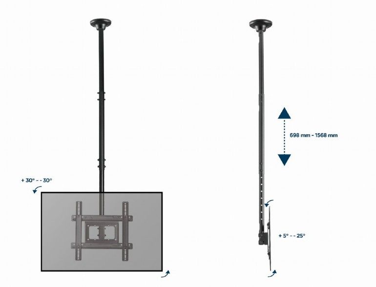 Gembird CM-70ST-01 Full-motion TV ceiling mount 32”-70” Black - Image 7
