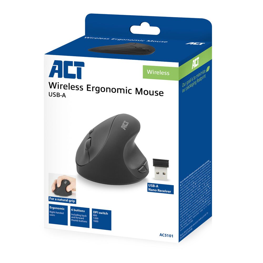 ACT AC5101 Wireless Ergonomic Mouse Black - Image 5