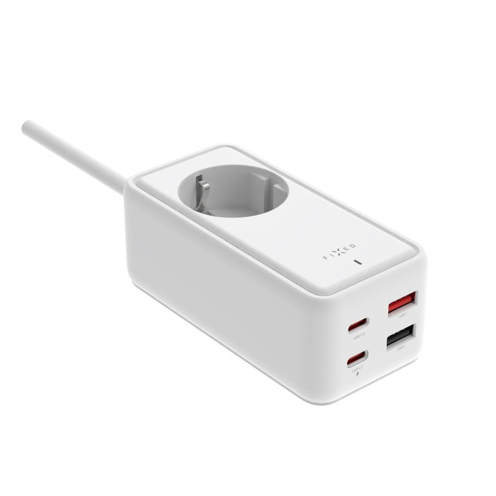 fixed-charging-strip-2xusb-c-2xusb-gan-iii-1.5m-pd-65w-white_1.jpg FIXED hálózati USB töltő, GaN III technológia, kimenetetk: 2 * USB-A QC3.0, 2 * USB-C PD3.0 65W , 1*220V, 1.5m kábel, fehér - Image 1