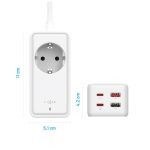 FIXED hálózati USB töltő, GaN III technológia, kimenetetk: 2 * USB-A QC3.0, 2 * USB-C PD3.0 65W , 1*220V, 1.5m kábel, fehér - Image 7