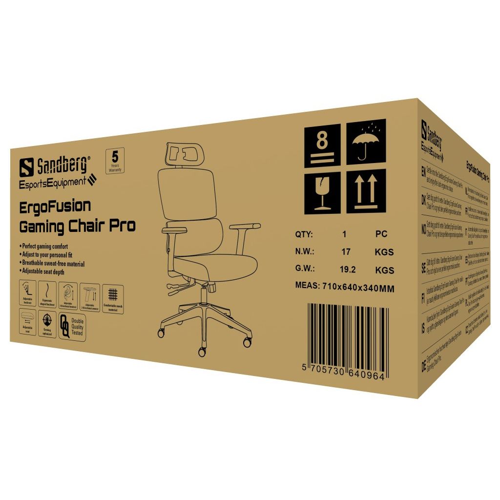 Sandberg ErgoFusion Gaming Chair Pro Black - Image 23