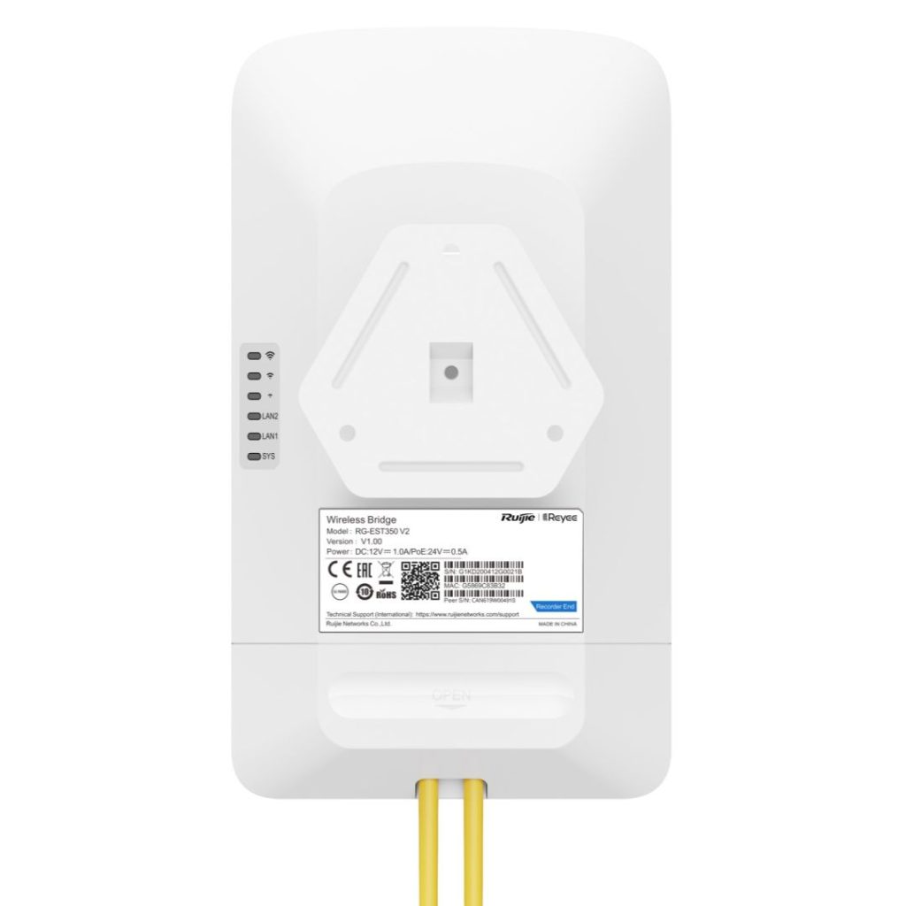 reyee-rg-est350-v2-5ghz-dual-stream-802.11ac-5km-wireless-bridge_5.jpg Reyee RG-EST350 V2 5GHz Dual-stream 802.11ac 5KM Wireless Bridge - Image 5