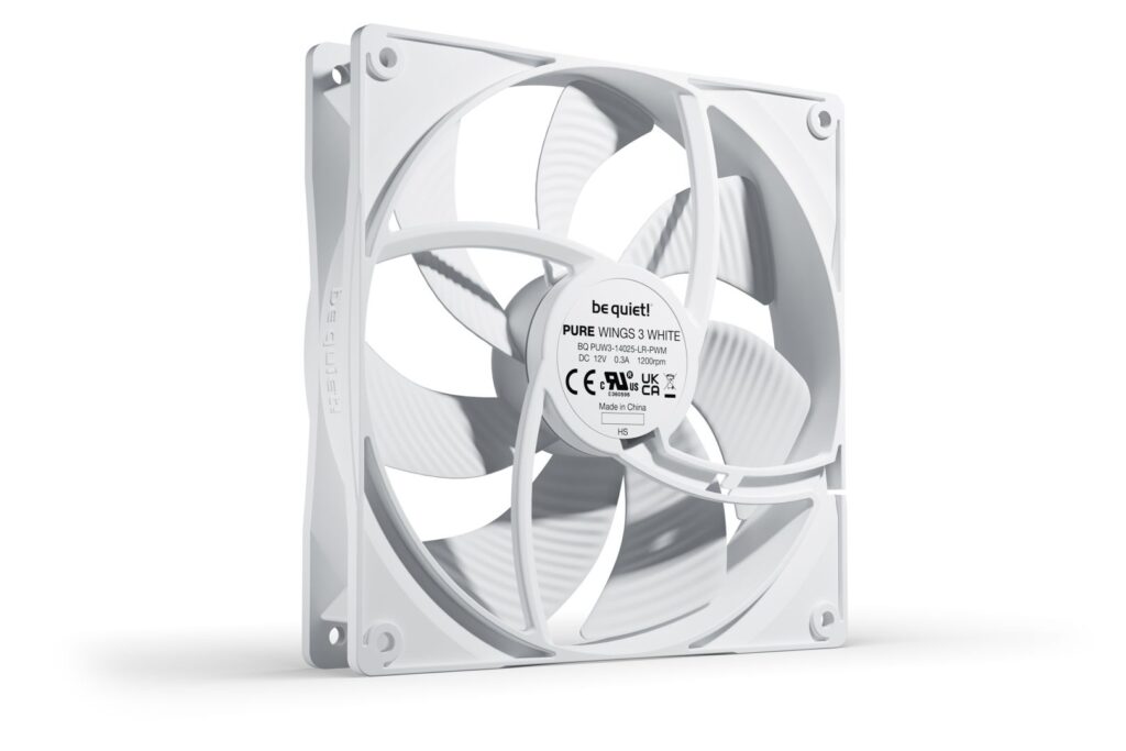 Be Quiet! Cooler 14cm - PURE WINGS 3 White 140mm PWM (1200rpm, 21,9dB, fehér) - Image 3