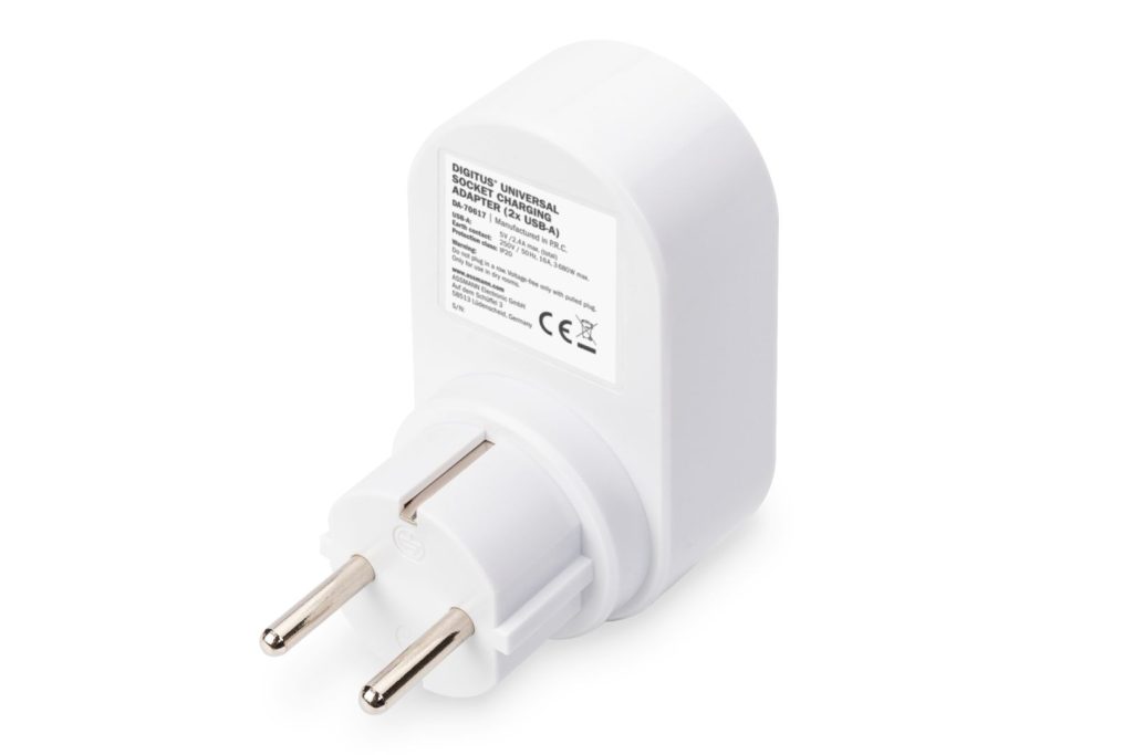 Digitus DA-70617 Universal USB Plug-in Charger with 2 x USB-A Sockets and Integrated Socket - Image 5
