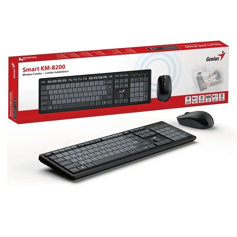 Genius Smart KM-8200 Dual Color Wireless Combo billentyűzet + egér Black/Grey HU - Image 9