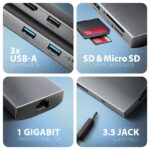 AXAGON HMC-8HLSA USB-C 5Gbps 9in1 hub Grey - Image 3