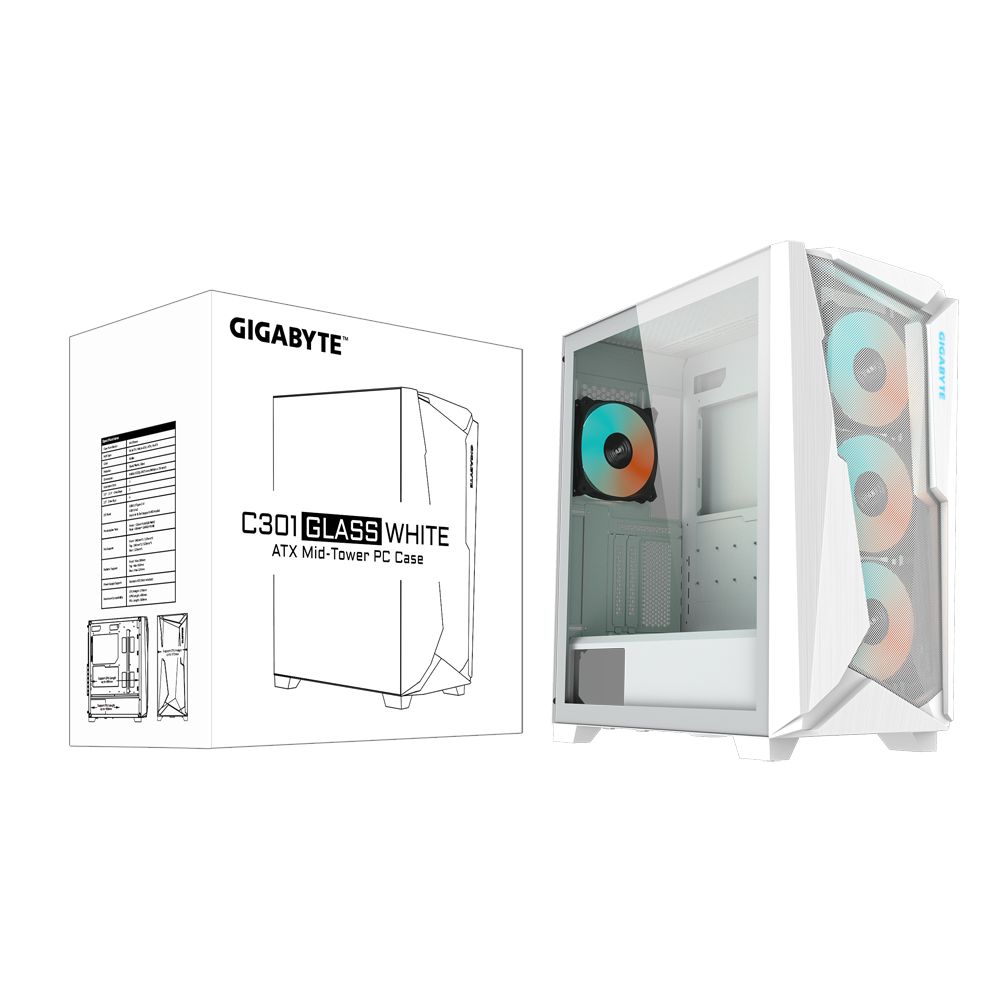 Gigabyte C301GW RGB Lighting Tempered Glass White - Image 8