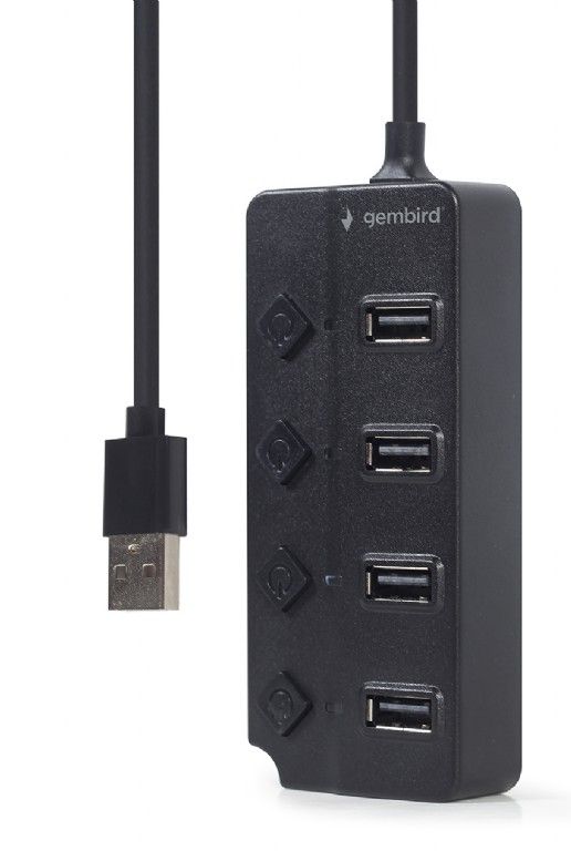 Gembird 4-port USB2.0 HUB with Switches Black - Image 1