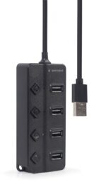 Gembird 4-port USB2.0 HUB with Switches Black - Image 2