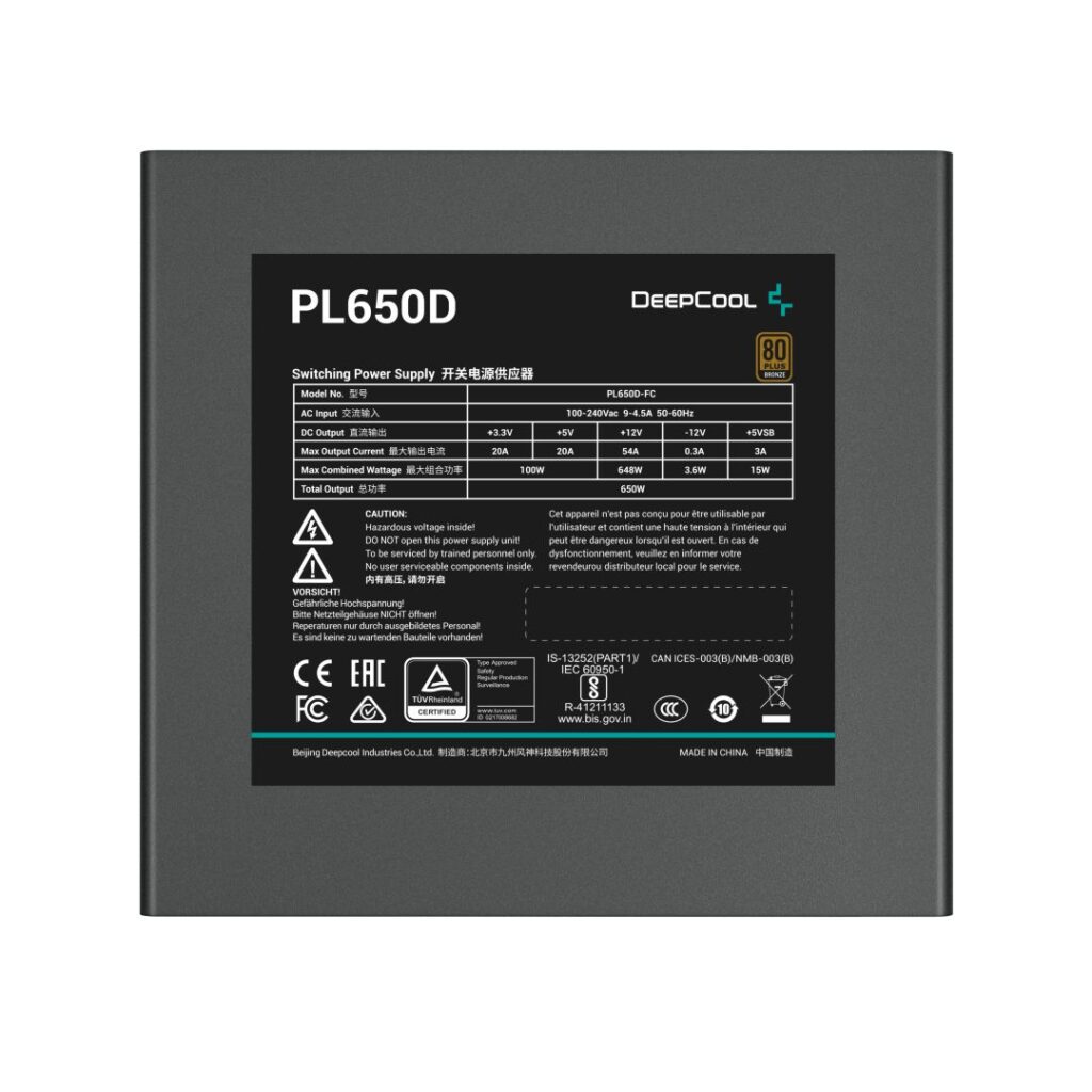 TÁP DeepCool 650W - PL650-D - R-PL650D-FC0B-EU - 80+ Bronze - fekete tápegység - Image 3