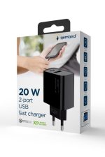 Gembird 2-Port 20W USB Fast Charger Black - Image 7