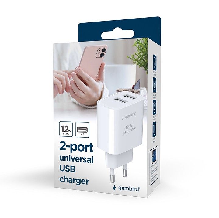 Gembird 2-Port Universal USB Charger Black - Image 4