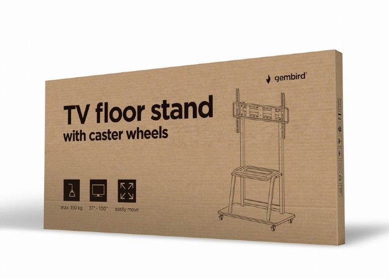 Gembird TVS-100F-01 TV floor stand with caster wheels 37"-100" Black - Image 4