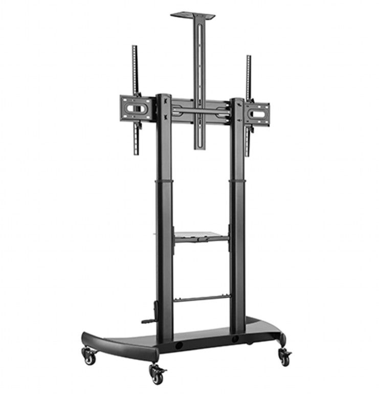 Gembird TVS-100T-02 Height adjustable TV floor stand with caster wheels 60"-100" Black - Image 1