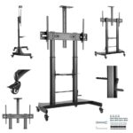 Gembird TVS-100T-02 Height adjustable TV floor stand with caster wheels 60"-100" Black - Image 6