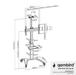 Gembird TVS-70T-02-W Aluminum TV floor stand with caster wheels 37"-70" White - Image 10