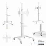 Gembird TVS-70T-02-W Aluminum TV floor stand with caster wheels 37"-70" White - Image 9