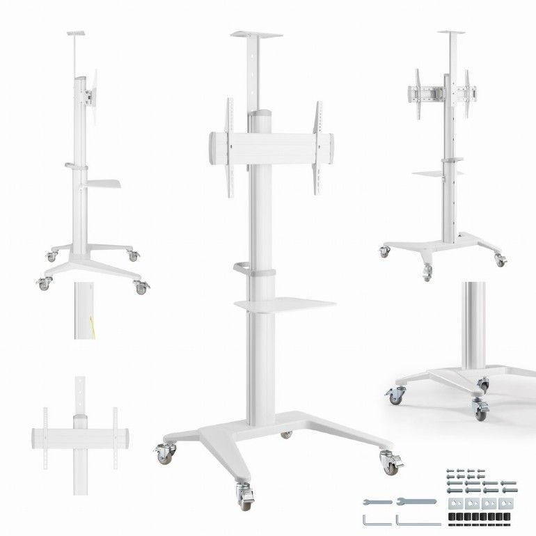 Gembird TVS-70T-02-W Aluminum TV floor stand with caster wheels 37"-70" White - Image 9