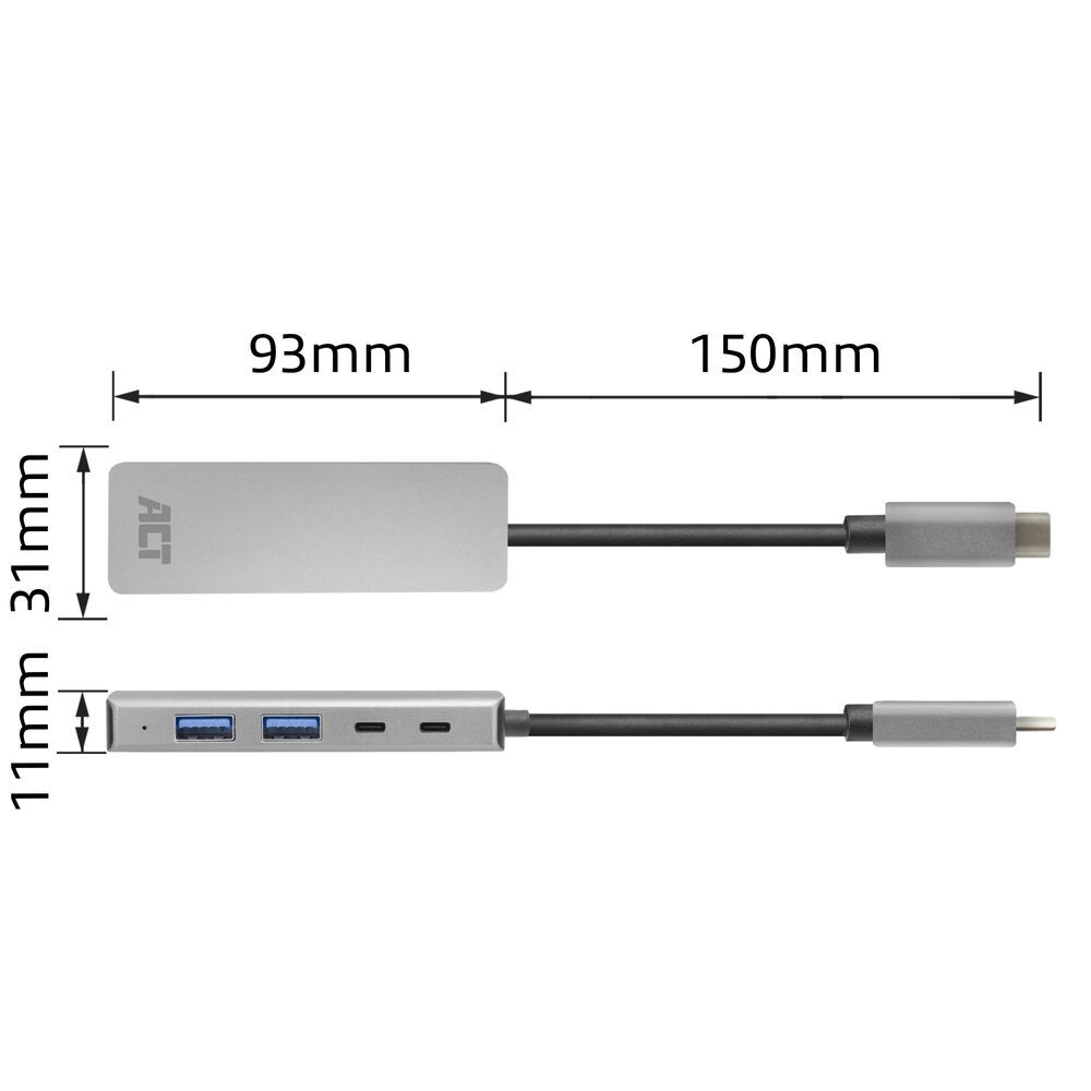 ACT AC7072 4-portos USB3.0 HUB Grey - Image 3