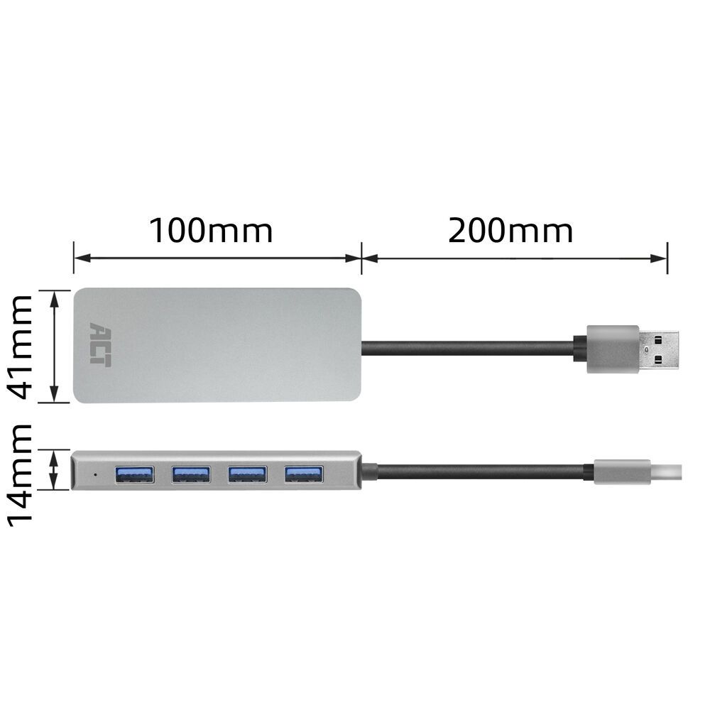 ACT AC6121 4-portos USB3.0 HUB Grey - Image 3