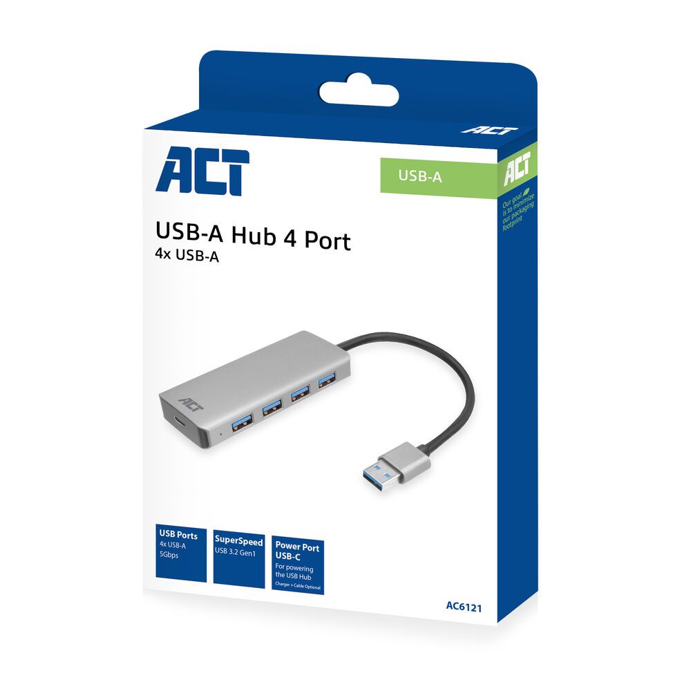 ACT AC6121 4-portos USB3.0 HUB Grey - Image 4