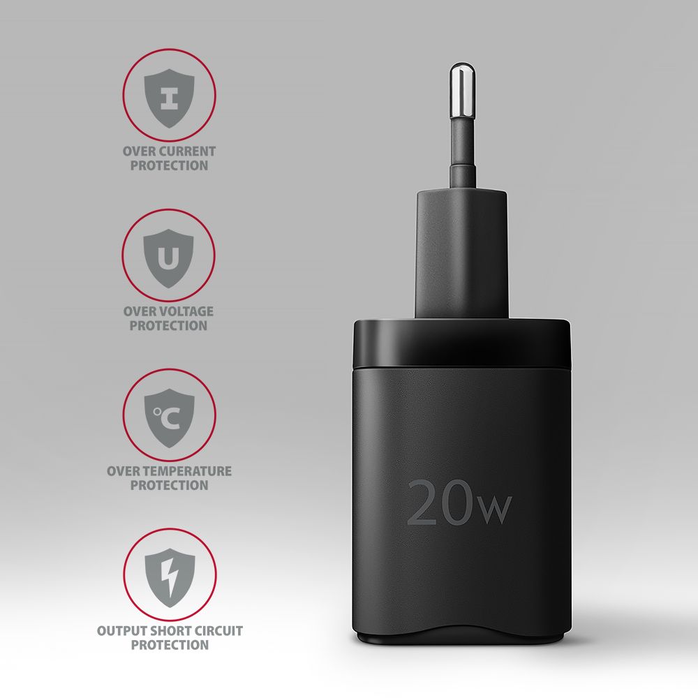 AXAGON ACU-PD20 PD3.0 & QC4+ Wall Charger 20W Black - Image 5