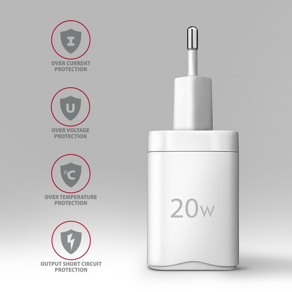 AXAGON ACU-PD20W PD3.0 & QC4+ Wall Charger 20W White - Image 5