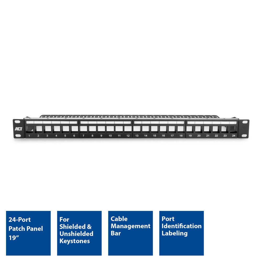 ACT 24-port Patch Panel 1U Black - Image 3