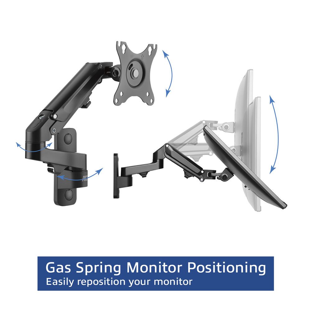 ACT AC8310 Monitor wall mount with gas spring 1 screen Black - Image 6