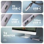 AXAGON HMC-5H60 USB-C 5Gbps 5in1 Hub Silver - Image 3