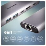 AXAGON HMC-6G2L USB-C 10Gbps 6in1 Hub Silver - Image 2