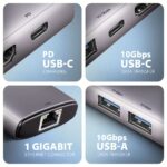 AXAGON HMC-6G2L USB-C 10Gbps 6in1 Hub Silver - Image 4