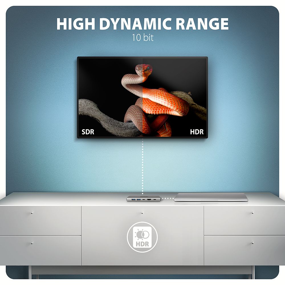 AXAGON HMC-6G2L USB-C 10Gbps 6in1 Hub Silver - Image 7