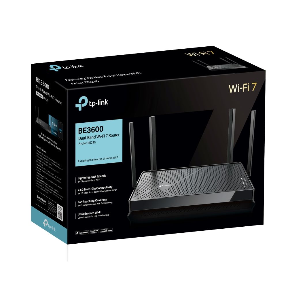 TP-LINK Wireless Router Dual-Band BE3600 1xWAN(2.5Gbps) + 1xLAN(2.5Gbps) + 3xLAN(1Gbps) + 1xUSB 3.0, Archer BE230 - Image 6