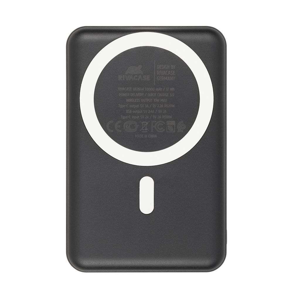 RivaCase VA2604 Magsafe Qi Wireless15W + QC/PD20W 10000mAh Powerbank Black - Image 2
