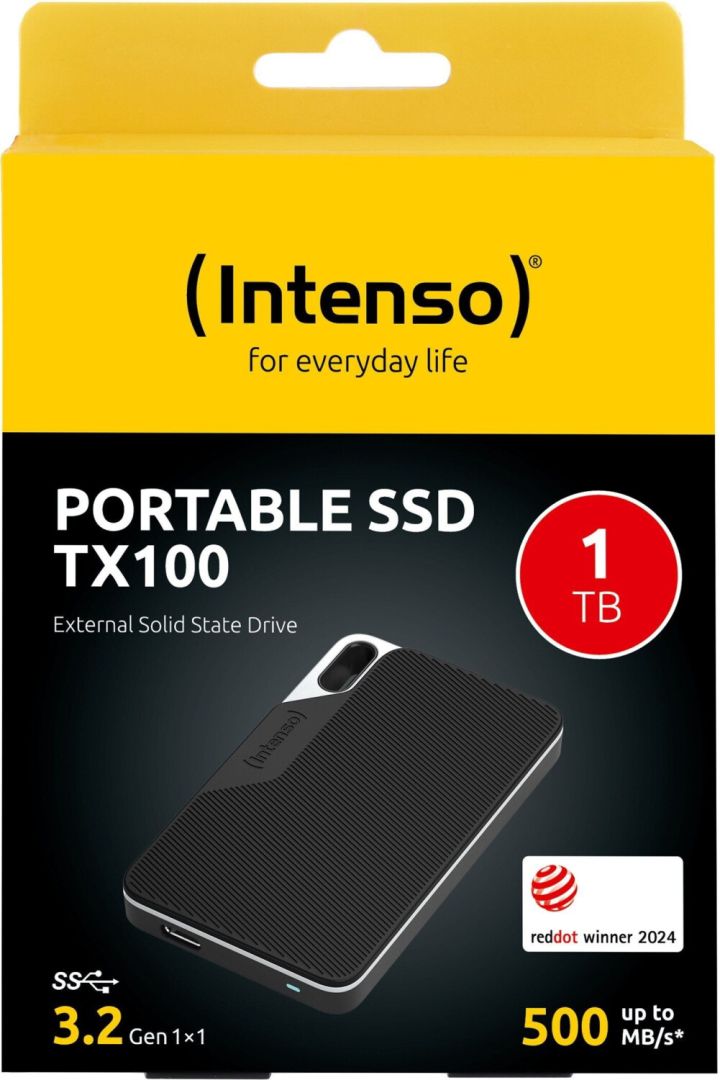 Intenso 1TB USB3.2 Type-C External SSD TX100 Black - Image 3