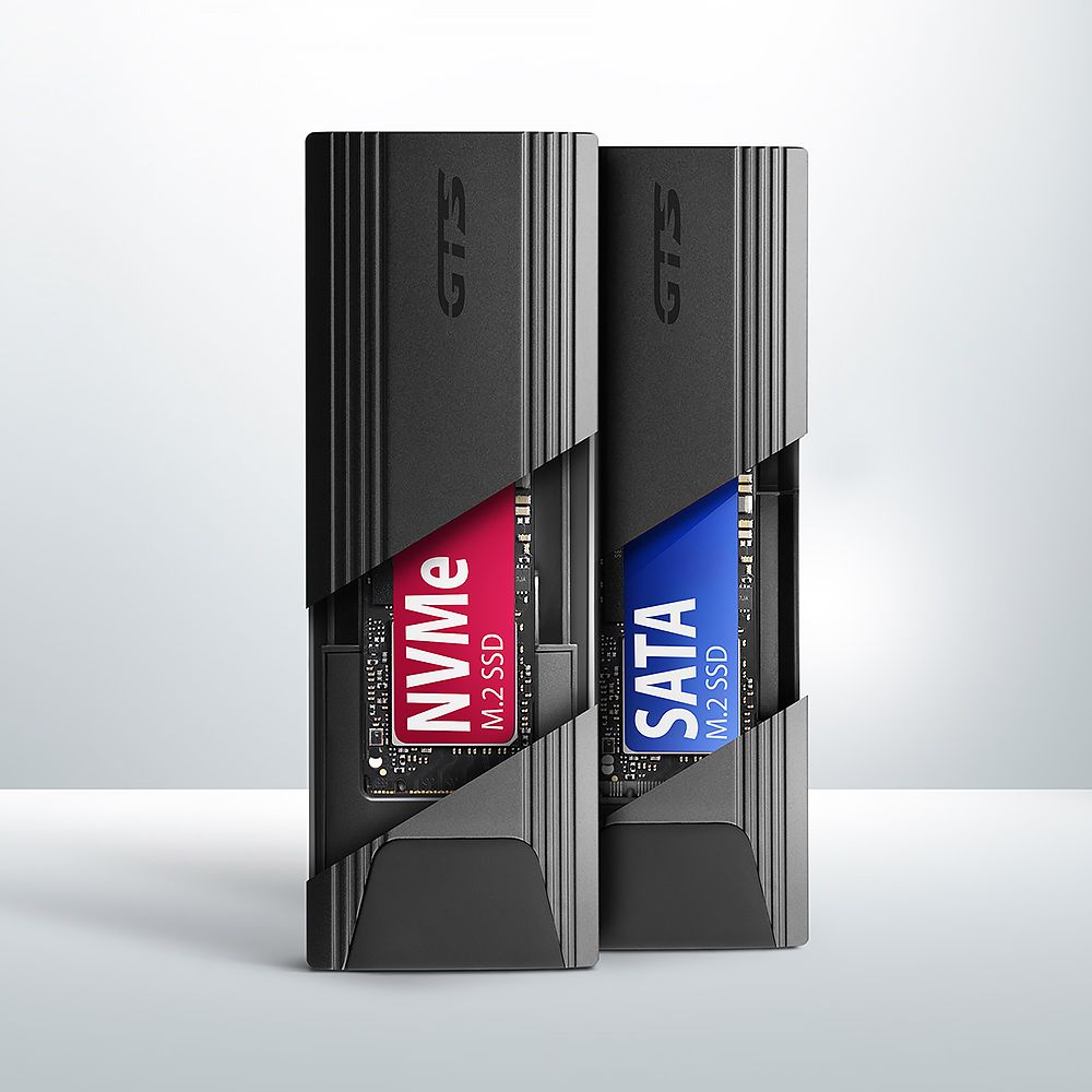 Axagon EEM2-GTS2 USB-C 3.2 Gen 2 M.2 NVMe/SATA szürke csavar nélküli külső SSD ház - Image 5