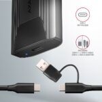 Axagon EEM2-GTS2 USB-C 3.2 Gen 2 M.2 NVMe/SATA szürke csavar nélküli külső SSD ház - Image 7