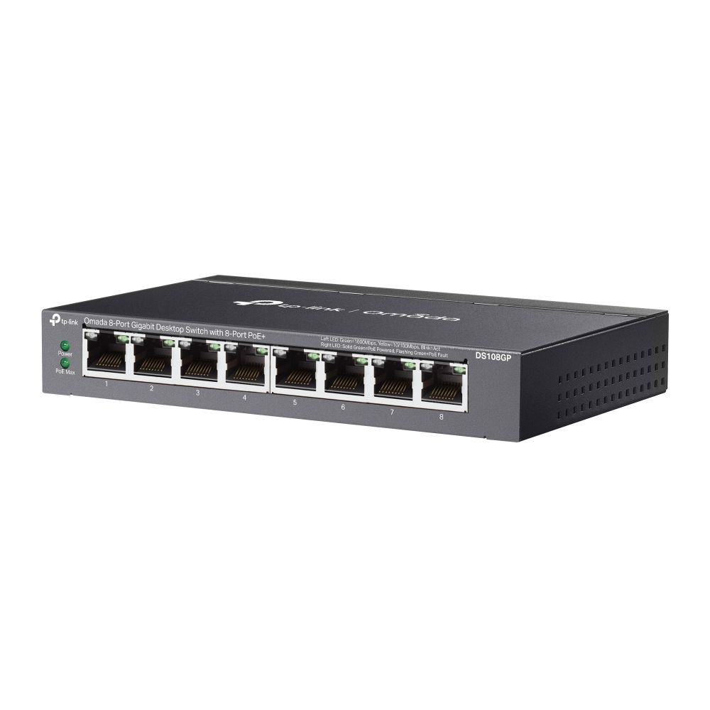 TP-Link DS108GP Omada 8-Port Gigabit Unmanaged Desktop Switch with 8-Port PoE+ - Image 4