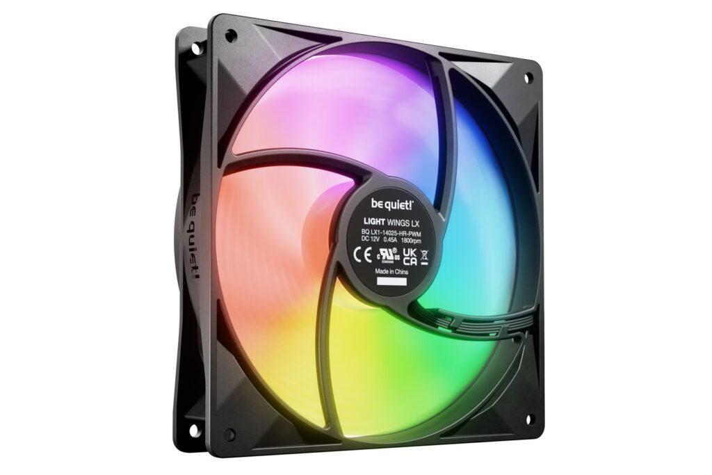 Be Quiet! Cooler 14cm - LIGHT WINGS LX 140mm PWM high-speed (RGB, 1800rpm, 30,5dB, fekete) - Image 3