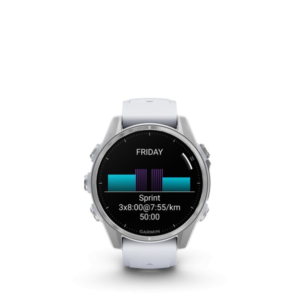 Garmin fenix 8 Silver with Whitestone Silicone Band - Image 3