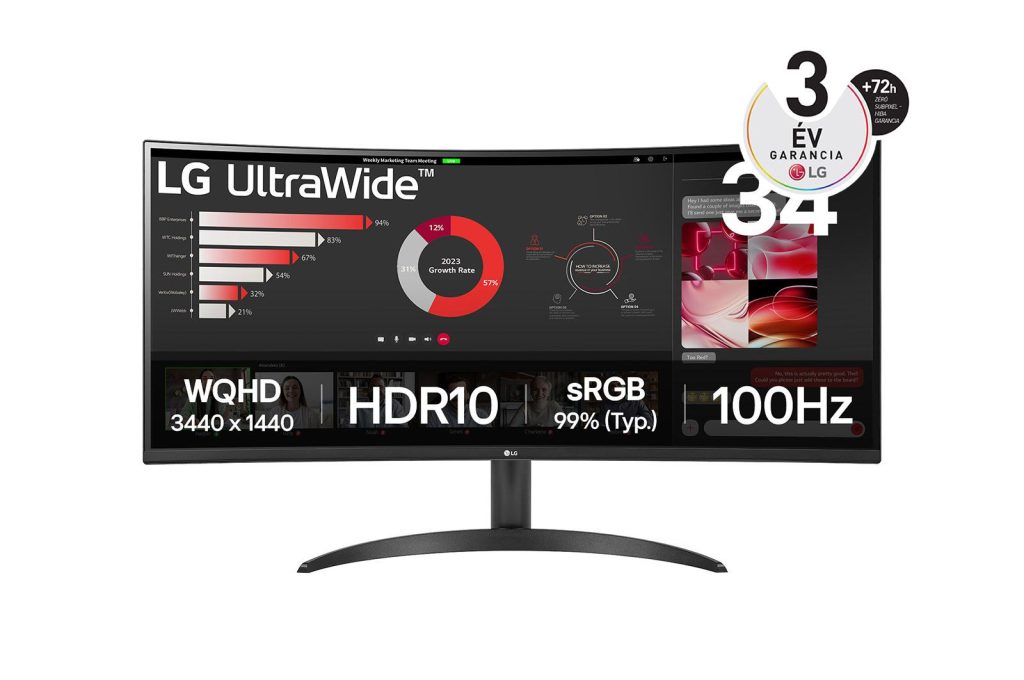 LG 34" 34WR50QK-B LED Curved - Image 1